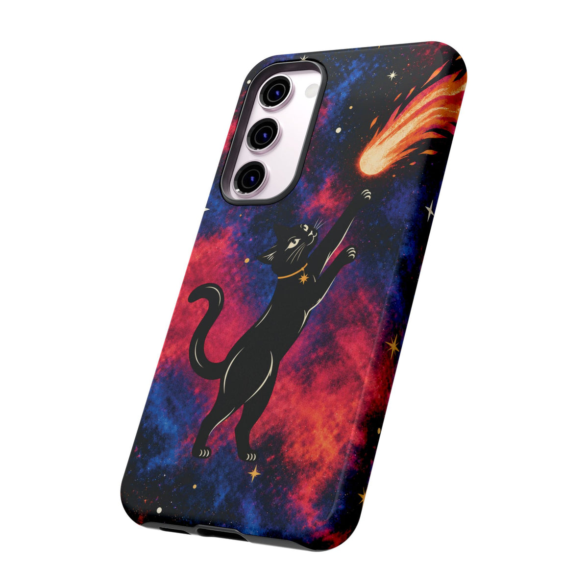 Whimsical Multicolour Celestial Black Cat Phone Case