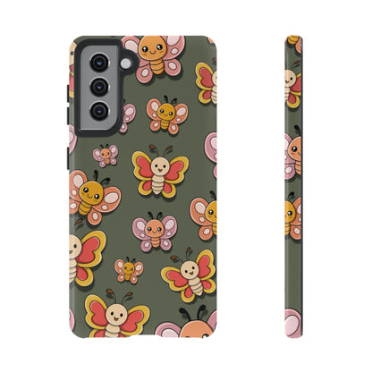 Samsung Galaxy S21 / Glossy Phone Case - Green Butterfly Sticker Design Phone Case