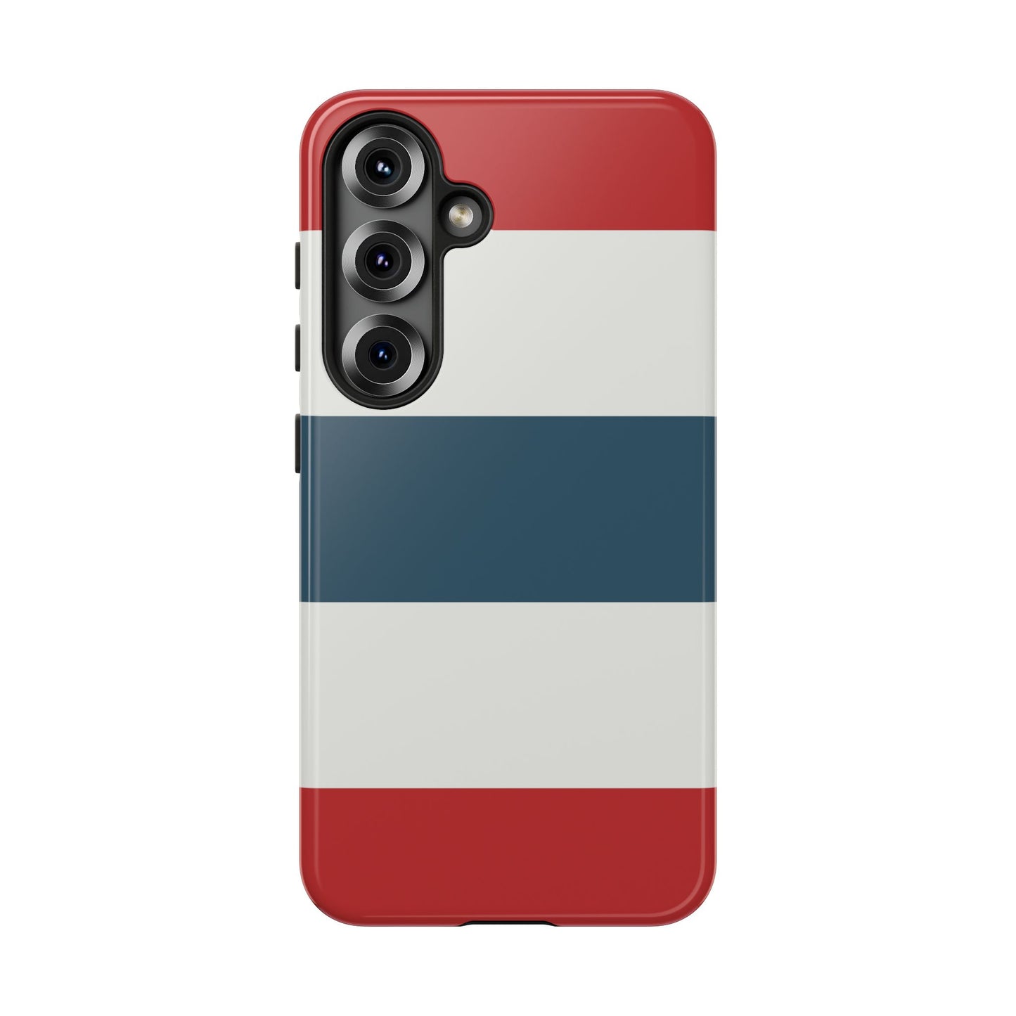 Samsung Galaxy S25 / Glossy Phone Case - Red White & Blue Horizontal Stripe Pattern Phone Case