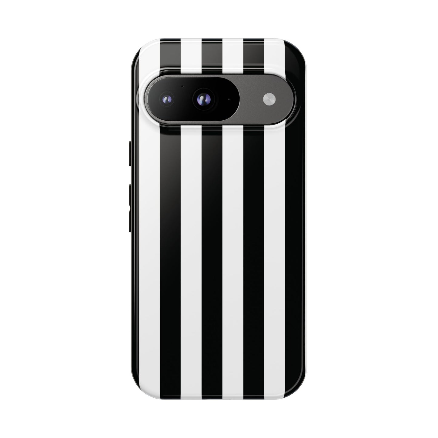 Google Pixel 9 / Glossy Phone Case - Simple Black & White Stripe Pattern Phone Case
