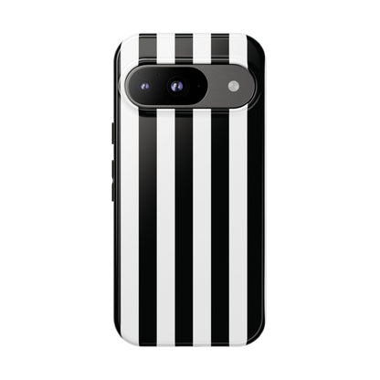Google Pixel 9 / Glossy Phone Case - Simple Black & White Stripe Pattern Phone Case