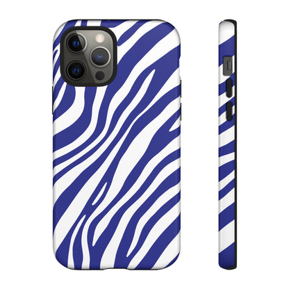 Modern Electric Blue Zebra Print Phone Case