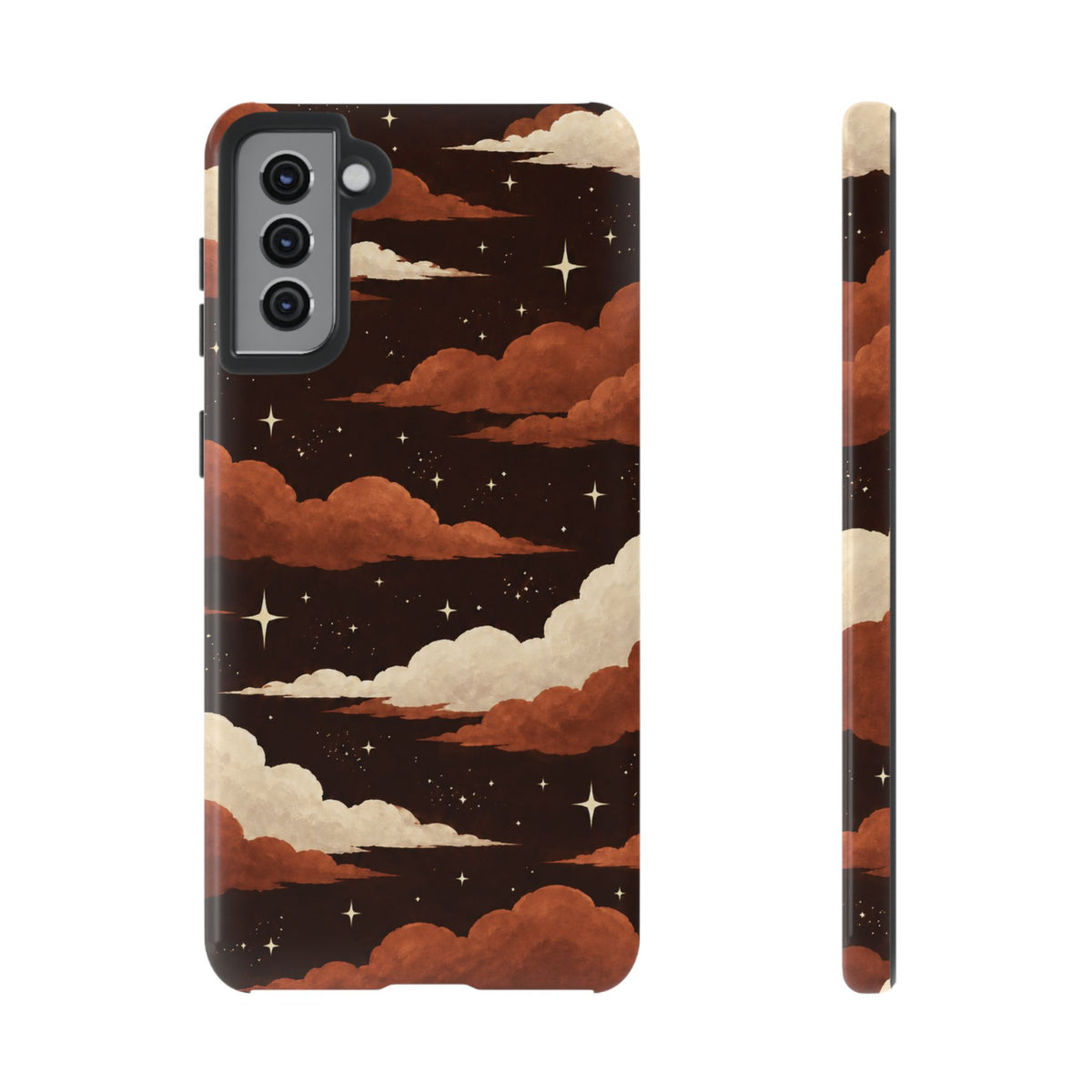 Illustrated Burnt Orange Clouds & Stars Phone Case