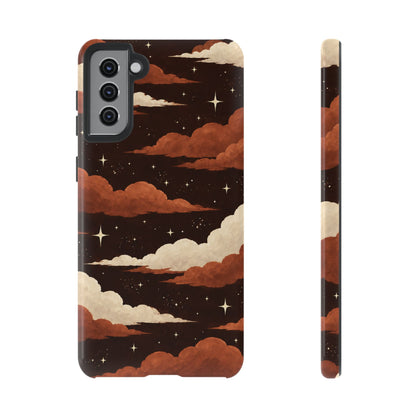Illustrated Burnt Orange Clouds & Stars Phone Case