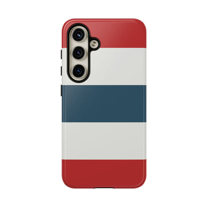 Samsung Galaxy S24 / Glossy Phone Case - Red White & Blue Horizontal Stripe Pattern Phone Case
