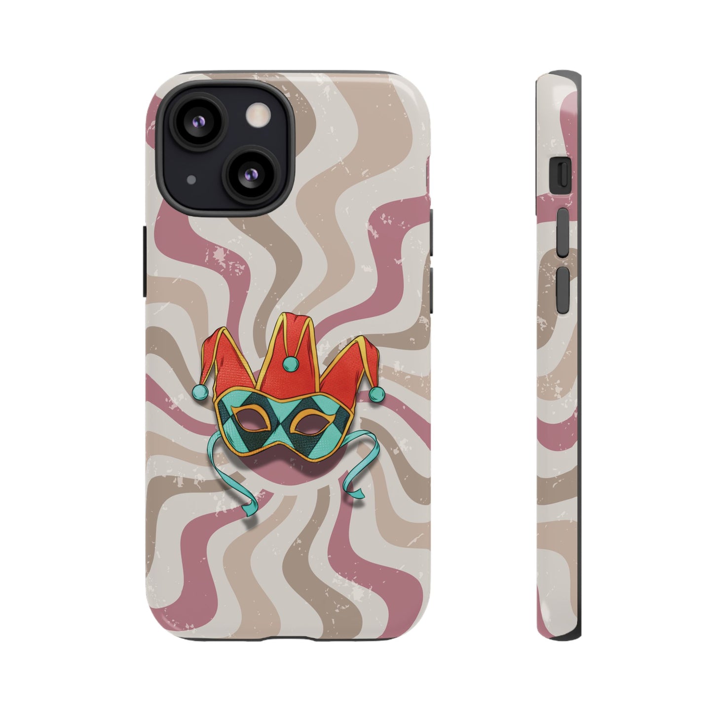 Venetian Jester Mask – Pink Retro Soft Revival Phone Case - Pink Phone Case - iPhone 13 Mini / Glossy