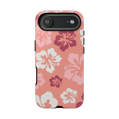 iPhone 17 Air / Glossy Phone Case - ’Pink Hibiscus Retro Pattern #3’ Phone Case