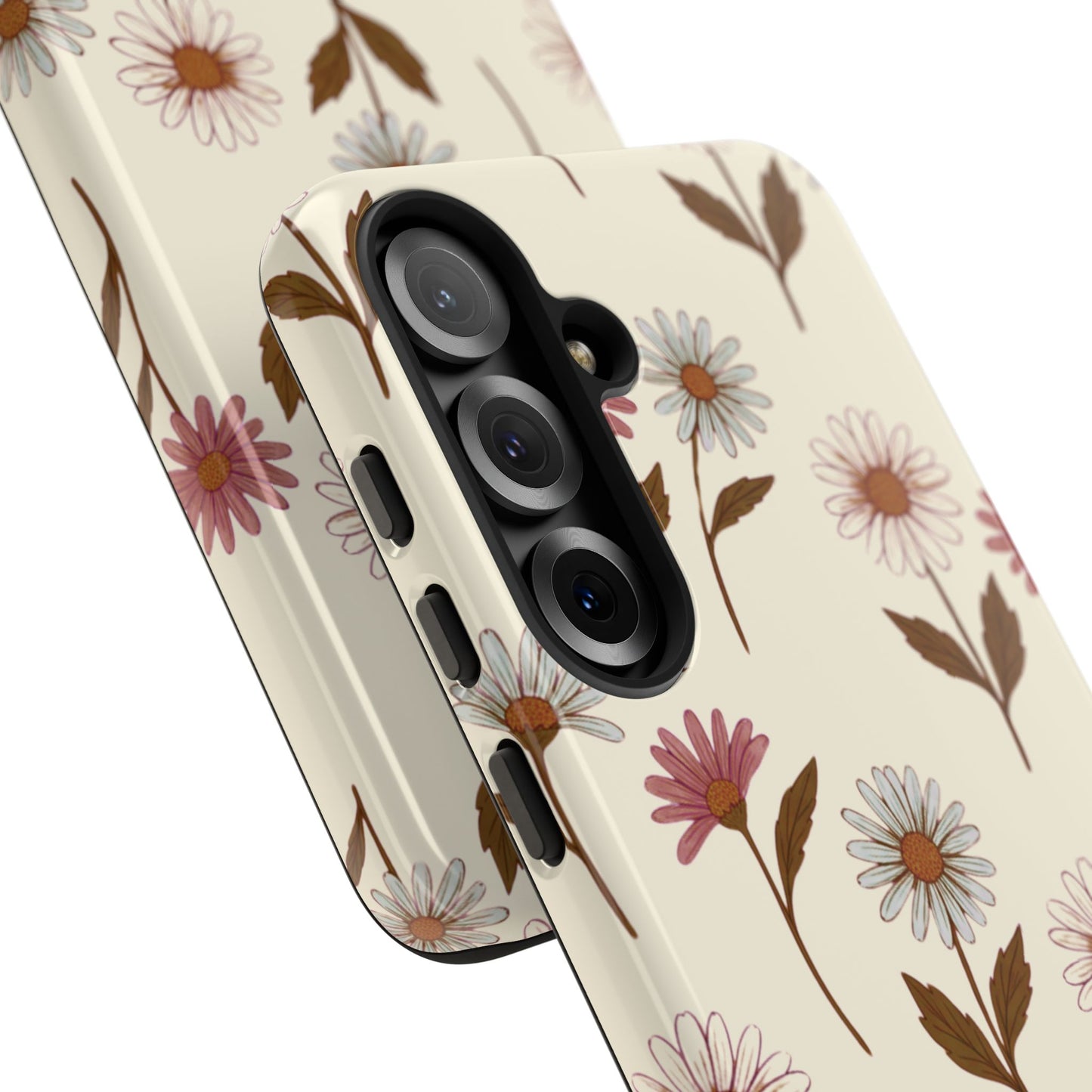 Pretty Cream & Rose Daisy Pattern Phone Case