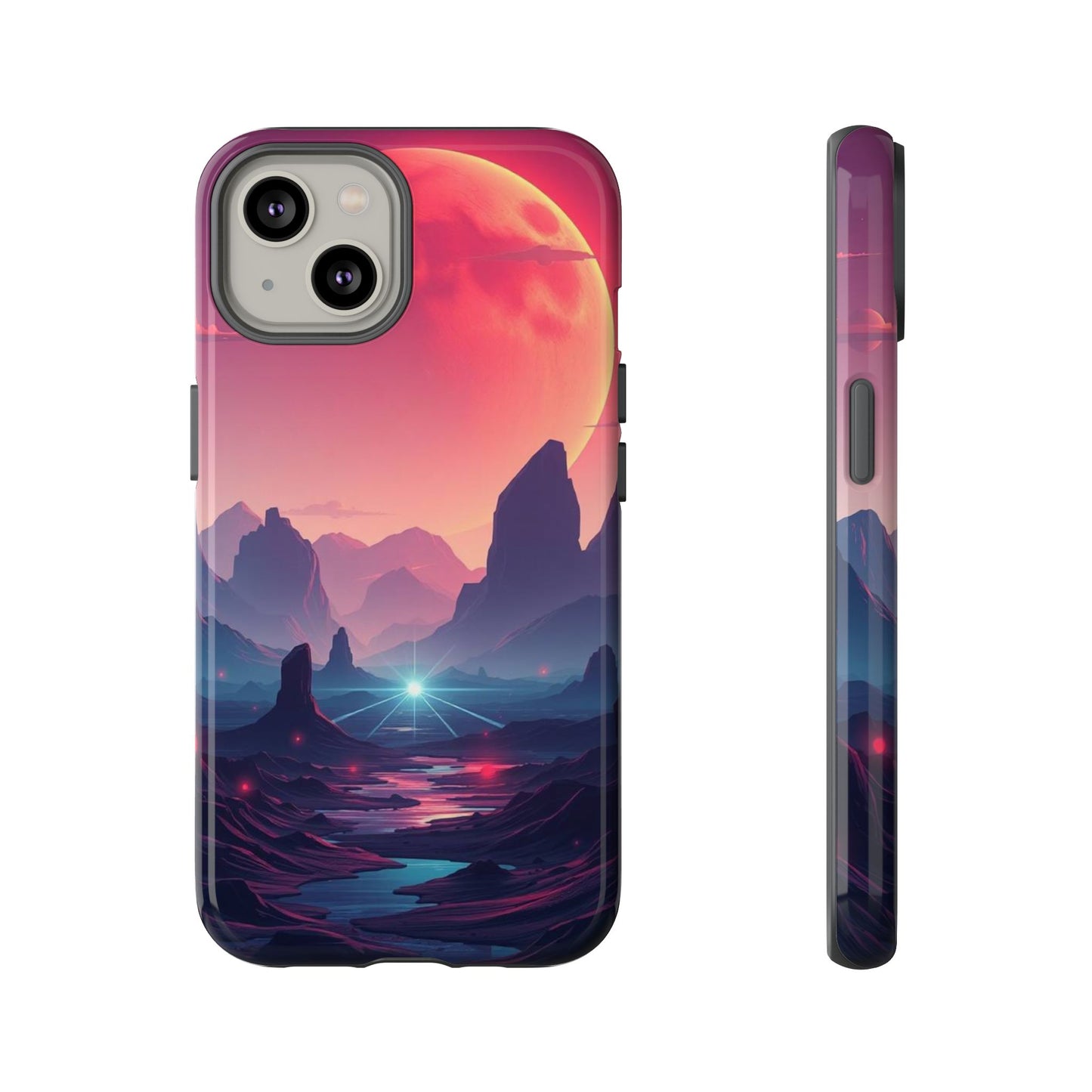iPhone 14 / Glossy Phone Case - Alien Moon Landscape Design Phone Case