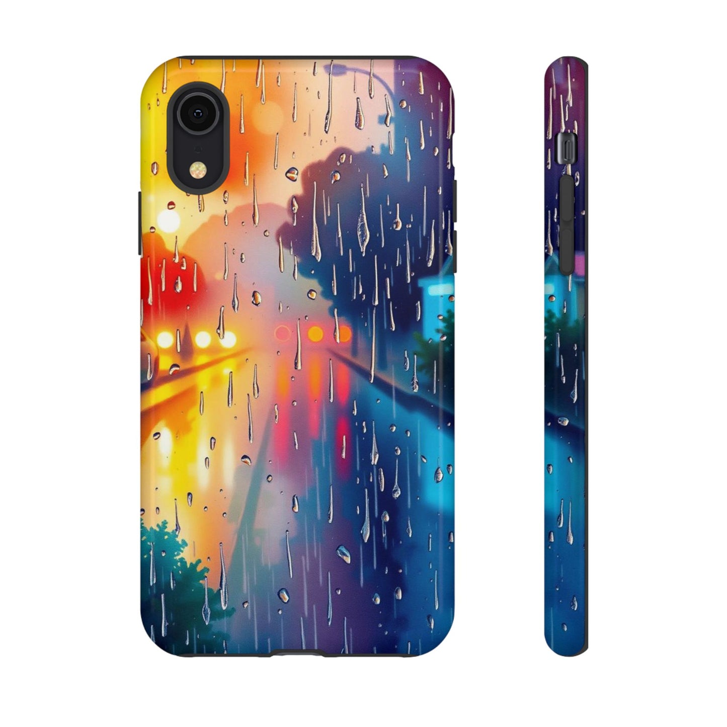 iPhone XR / Glossy Phone Case - Electric Rain Watercolour Design Phone Case
