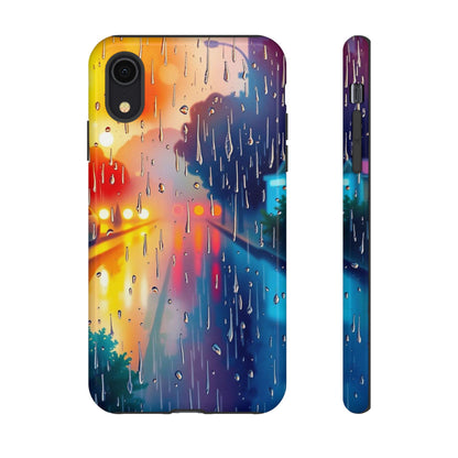 iPhone XR / Glossy Phone Case - Electric Rain Watercolour Design Phone Case