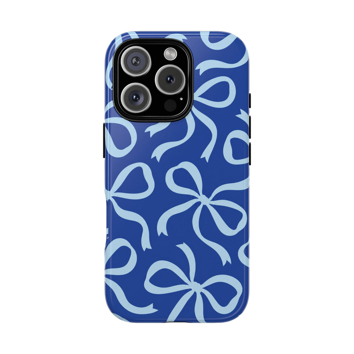Bold Cobalt Blue and Powder Blue Bow Pattern Phone Case