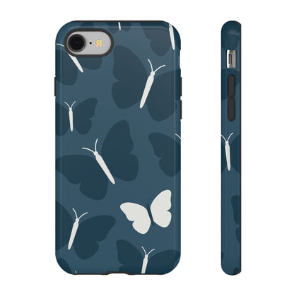 Minimalist Dark Blue Butterfly Pattern Phone Case - Blue Phone Case - iPhone 8 / Glossy