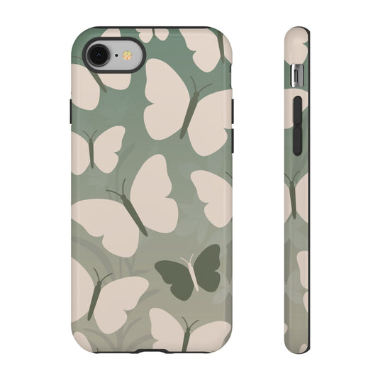 iPhone 8 / Glossy Phone Case - Minimalist Light Green Butterfly Pattern Phone Case