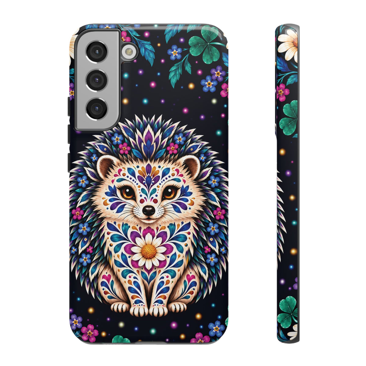 Vibrant Purple and Teal Calavera Hedgehog Phone Case - Multicolor Phone Case - Samsung Galaxy S22 Plus / Glossy