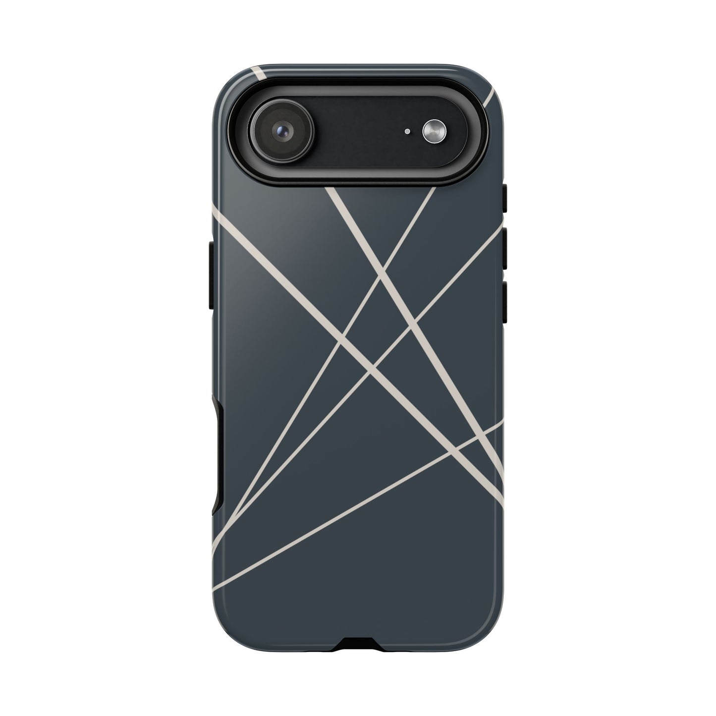 iPhone 17 Air / Glossy Phone Case - Abstract Blue with Beige Lines Phone Case