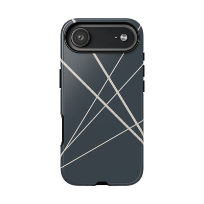 iPhone 17 Air / Glossy Phone Case - Abstract Blue with Beige Lines Phone Case