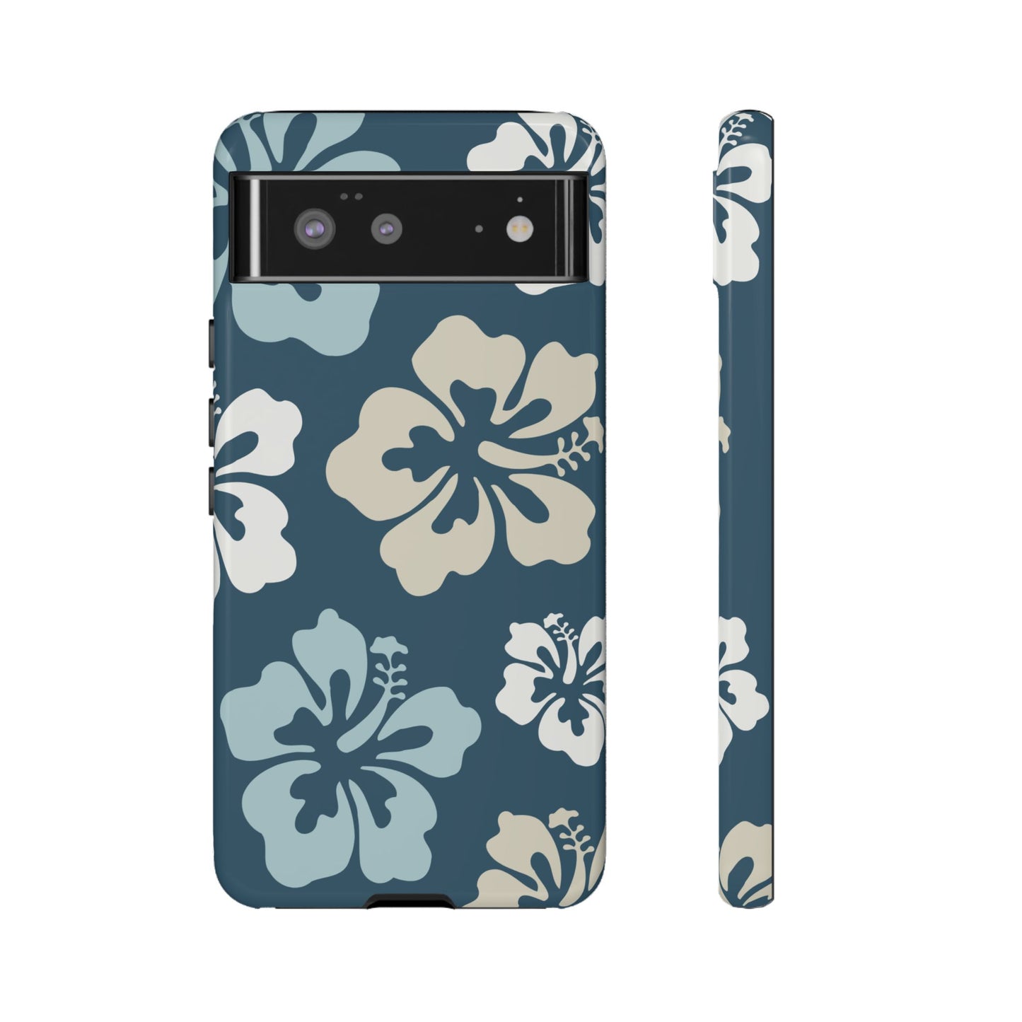 Google Pixel 6 / Glossy Phone Case - ’Blue Hibiscus Retro Pattern #1’ Phone Case