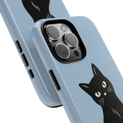 Minimalist Powder Blue & Black Cat Phone Case