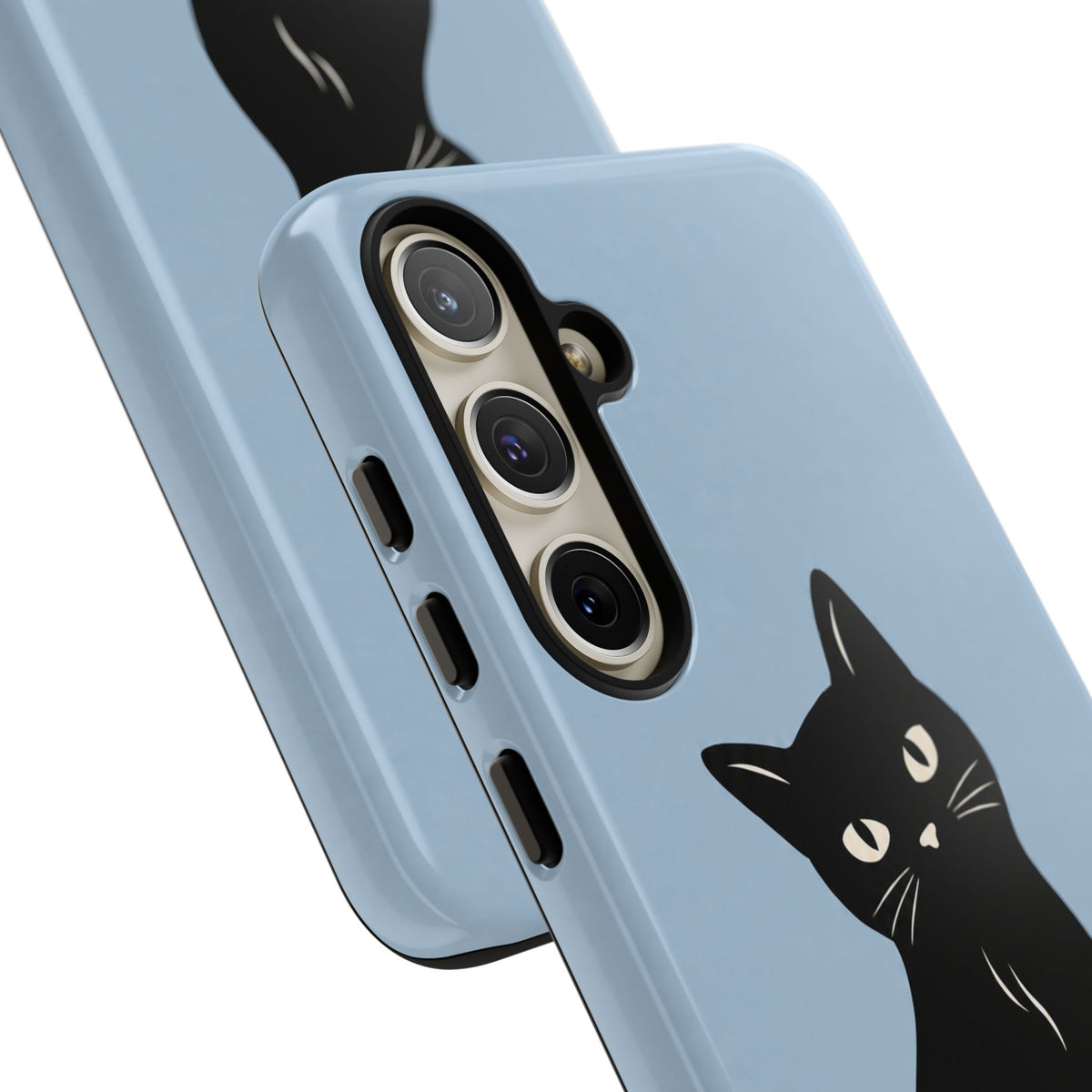 Minimalist Powder Blue & Black Cat Phone Case
