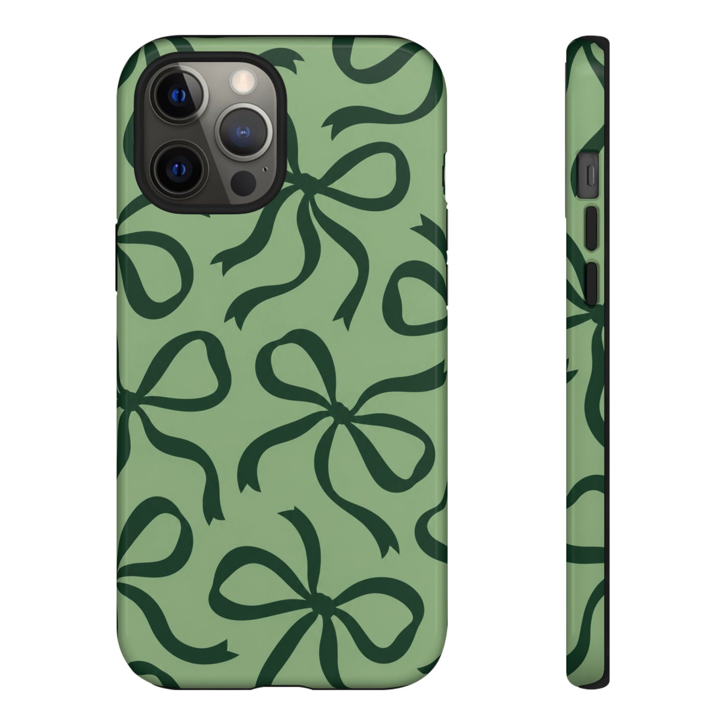 Bold Sage Green and Forest Green Bow Pattern Phone Case