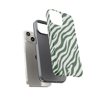 Stylish Sage Zebra Print Phone Case