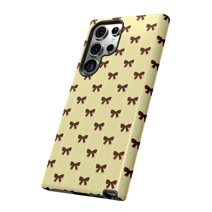 Retro Chocolate Brown Bow Pattern Phone Case