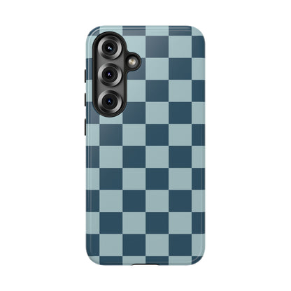 Blue Checked Pattern Phone Case - Blue Phone Case - Samsung Galaxy S25 / Glossy