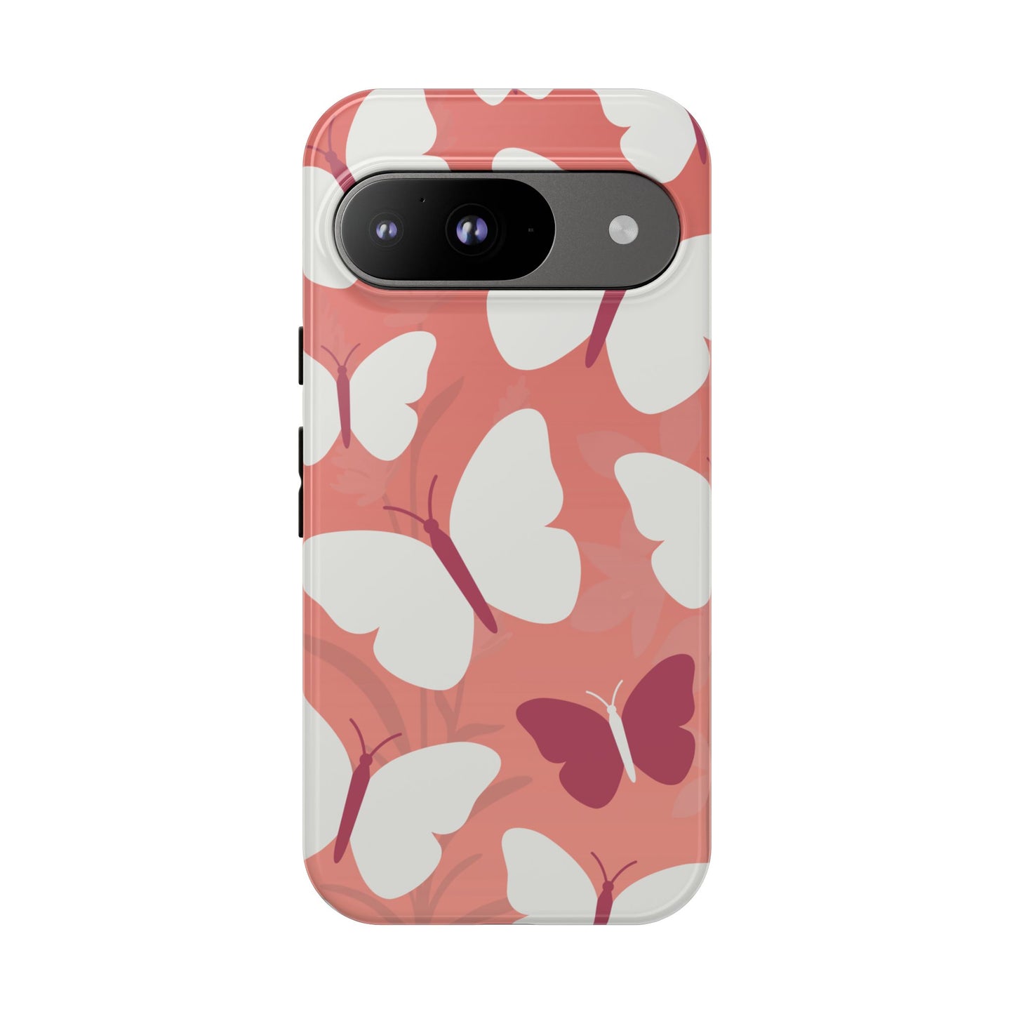 Google Pixel 9 / Glossy Phone Case - Minimalist Pink Butterfly Pattern Phone Case