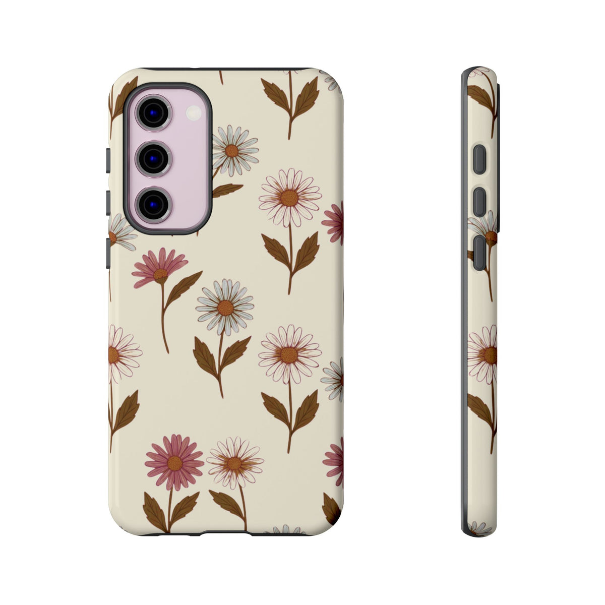 Pretty Cream & Rose Daisy Pattern Phone Case