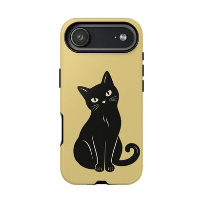 Minimalist Butter Yellow & Black Cat Phone Case