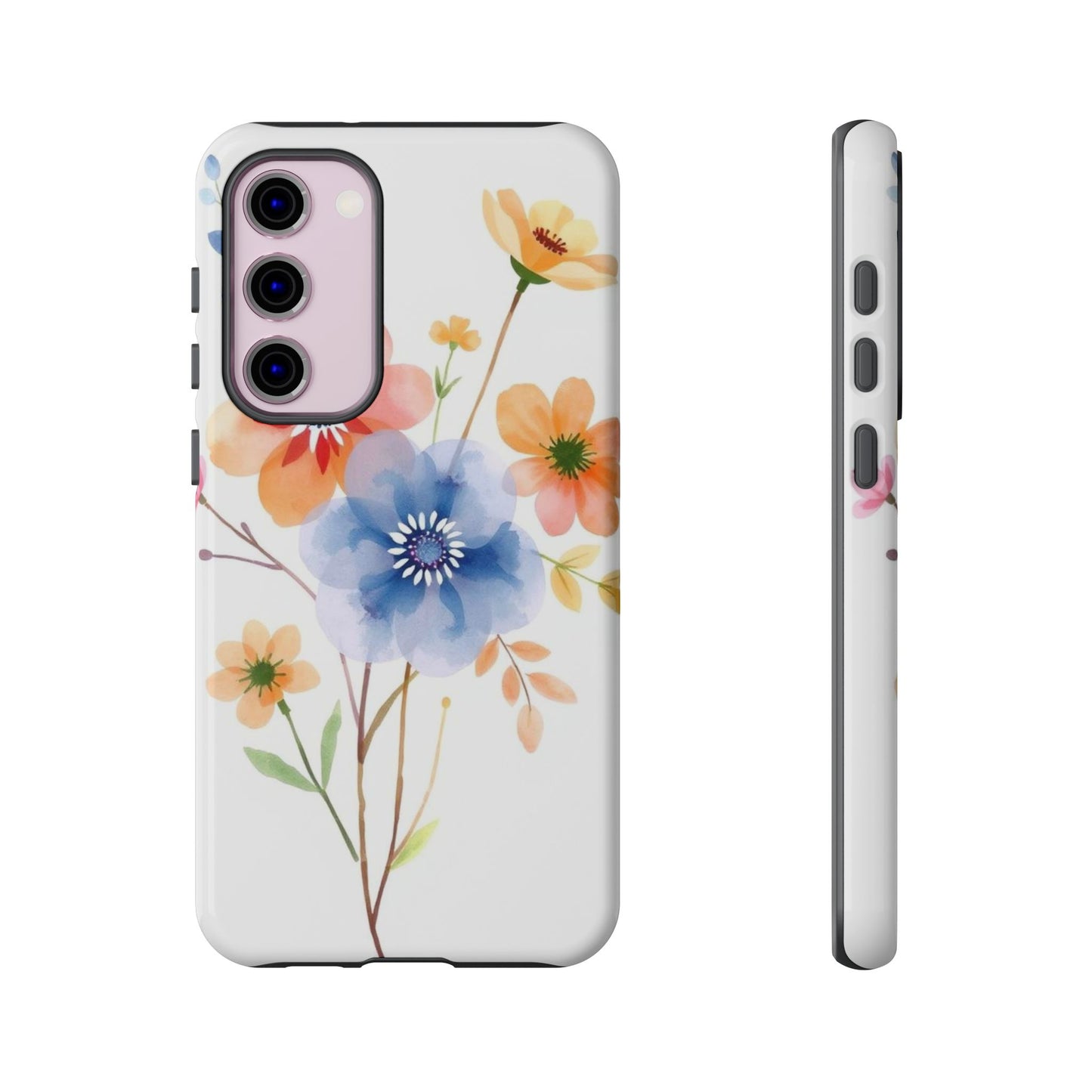 Samsung Galaxy S23 Plus / Glossy Phone Case - Boho Chic Watercolour Bouquet Pattern Phone Case