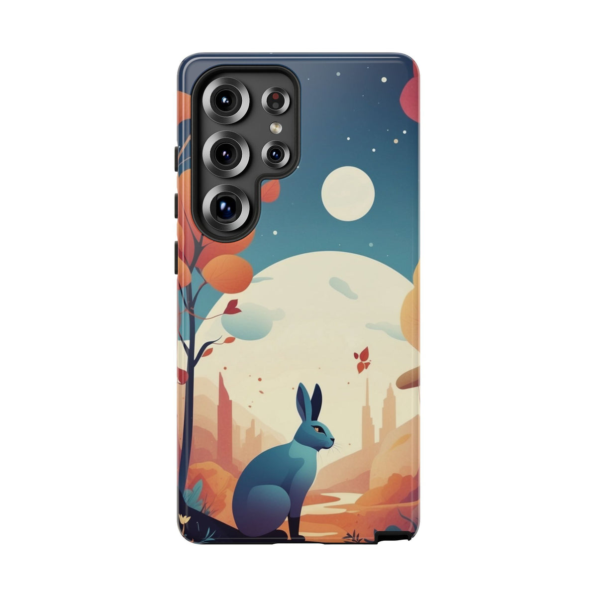 Stylised Blue Hare Design Phone Case - Multicolor Phone Case - Samsung Galaxy S25 Ultra / Glossy