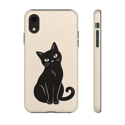 Minimalist Cream & Black Cat Phone Case