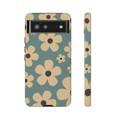 Cute Blue & Cream Daisy Pattern Phone Case - Blue Phone Case - Google Pixel 6 / Glossy