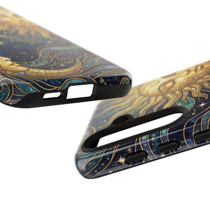 Elegant Teal & Gold Sun and Moon Phone Case