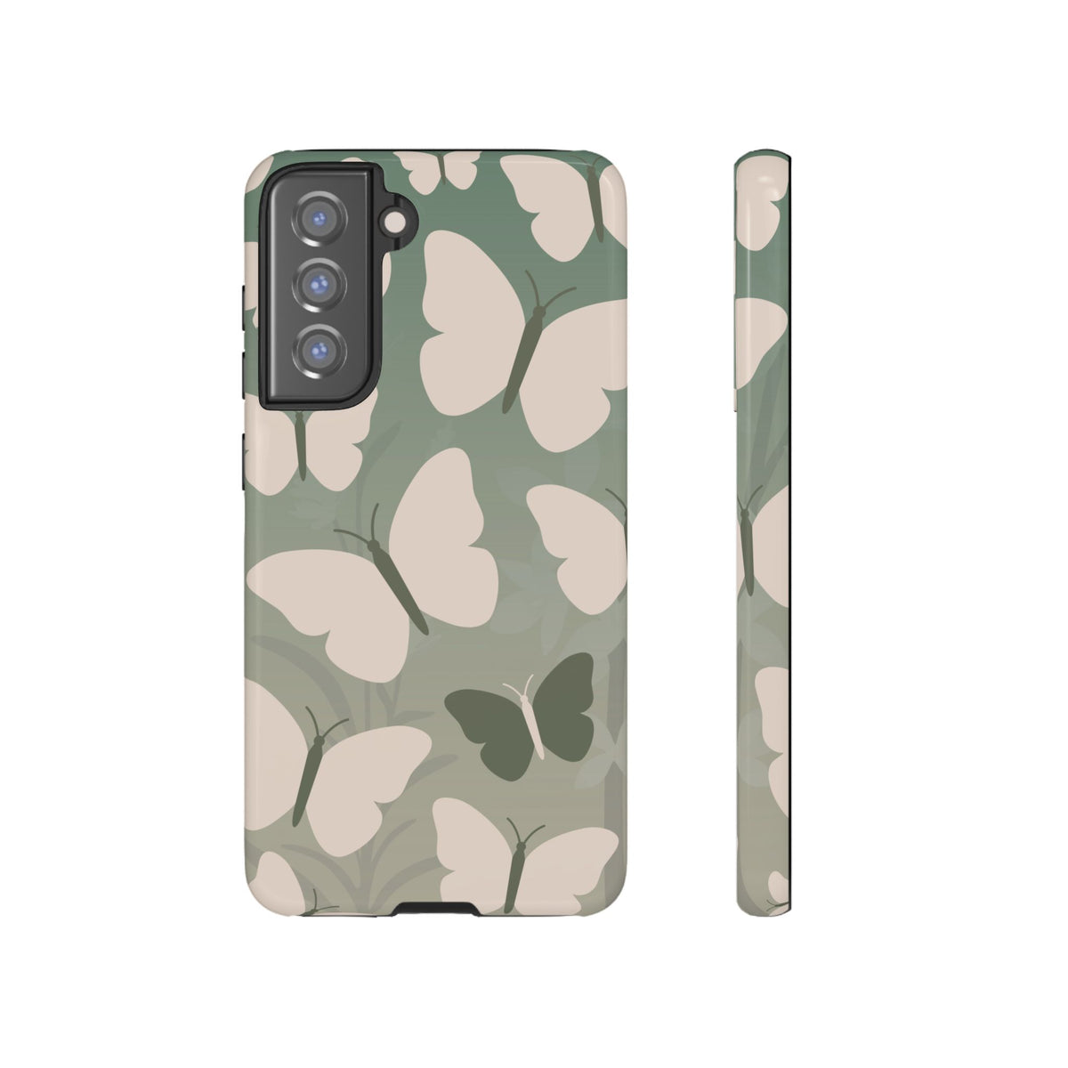 Minimalist Light Green Butterfly Pattern Phone Case - Green Phone Case - Samsung Galaxy S21 FE / Glossy
