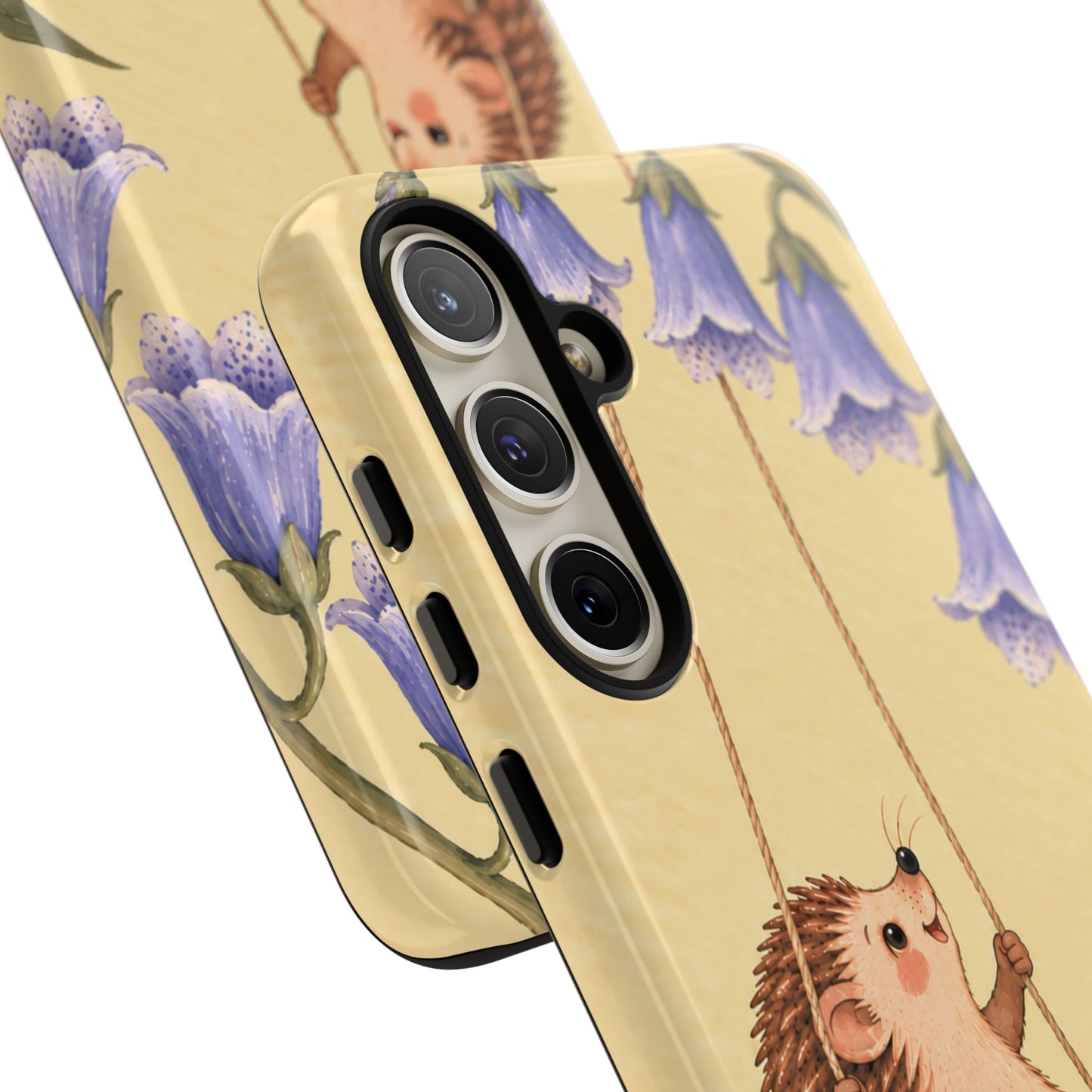 Whimsical Buttercream Hedgehog and Bluebell Phone Case - Yellow Phone Case
