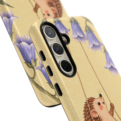 Whimsical Buttercream Hedgehog and Bluebell Phone Case - Yellow Phone Case