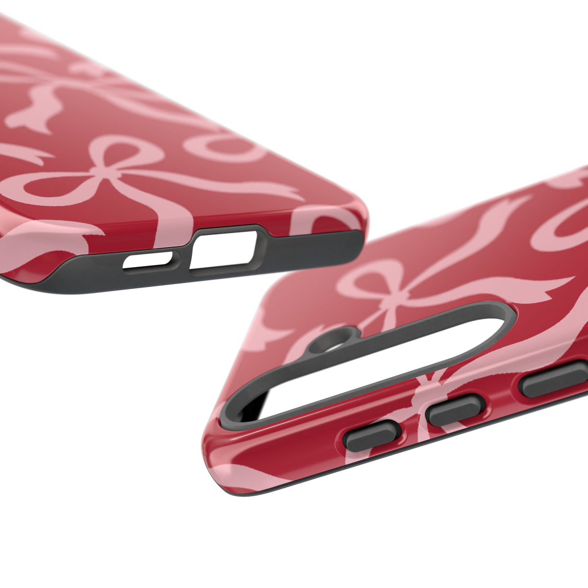 Bold Raspberry Red and Blush Pink Bow Pattern Phone Case - Red Phone Case
