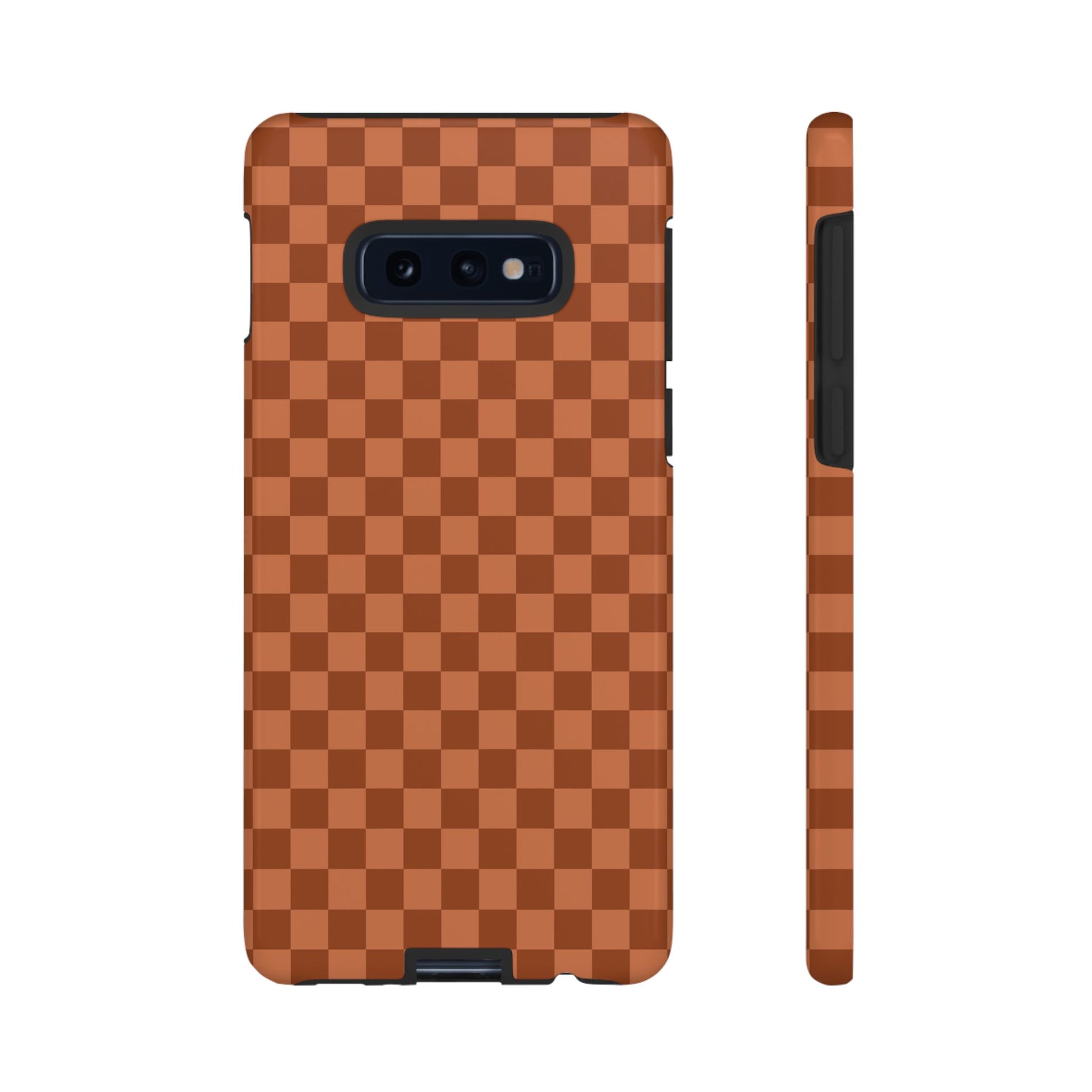 Samsung Galaxy S10E / Glossy Phone Case - ’Bold Brown Checkered Pattern’ Phone Case