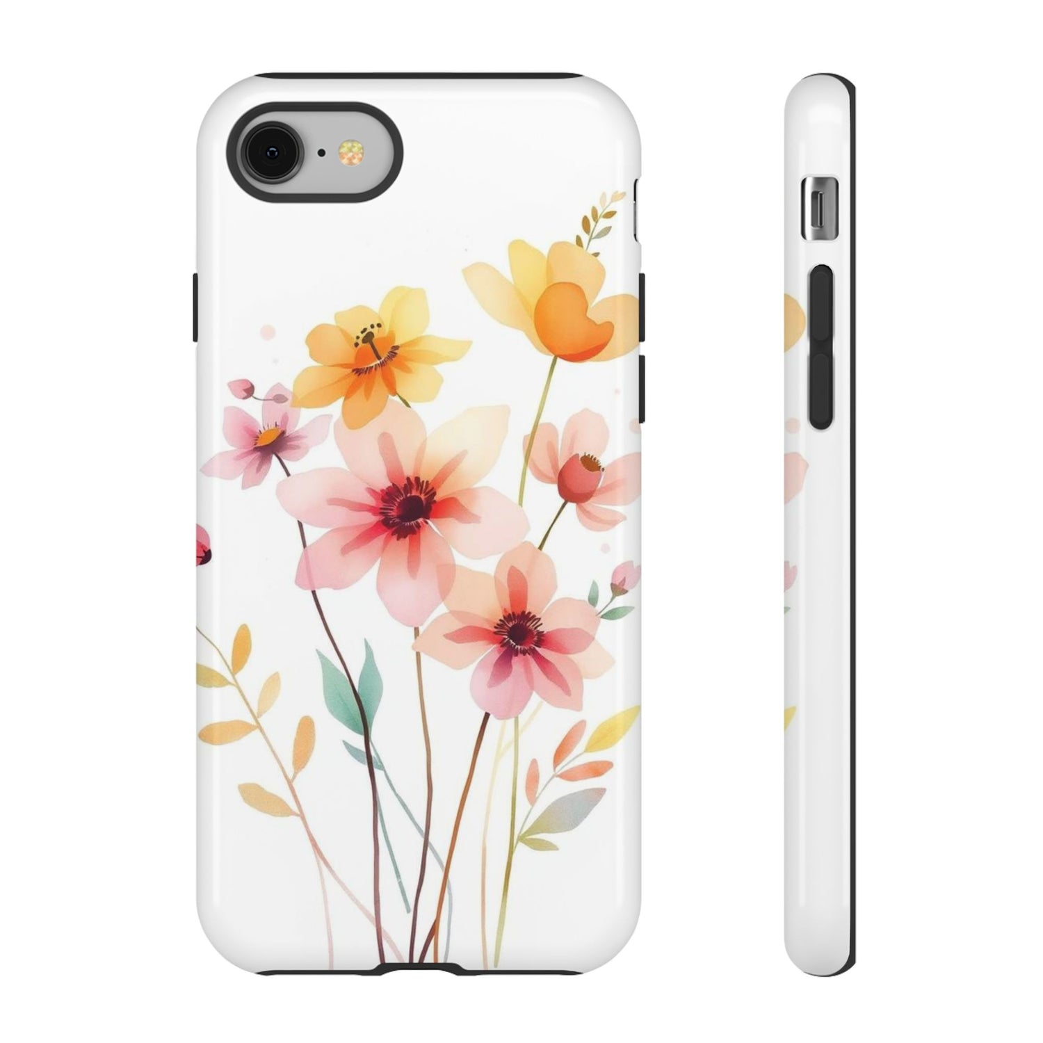 iPhone 8 / Glossy Phone Case - Boho Chic Watercolour Blooms Design Phone Case