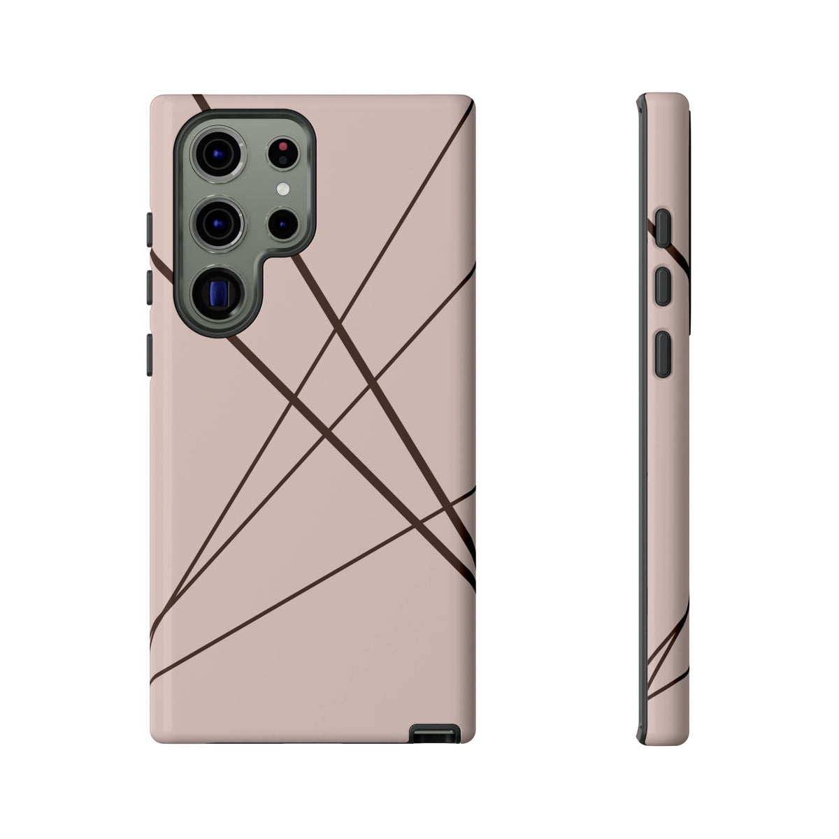 Abstract Pink with Brown Lines Phone Case - Pink Phone Case - Samsung Galaxy S23 Ultra / Glossy
