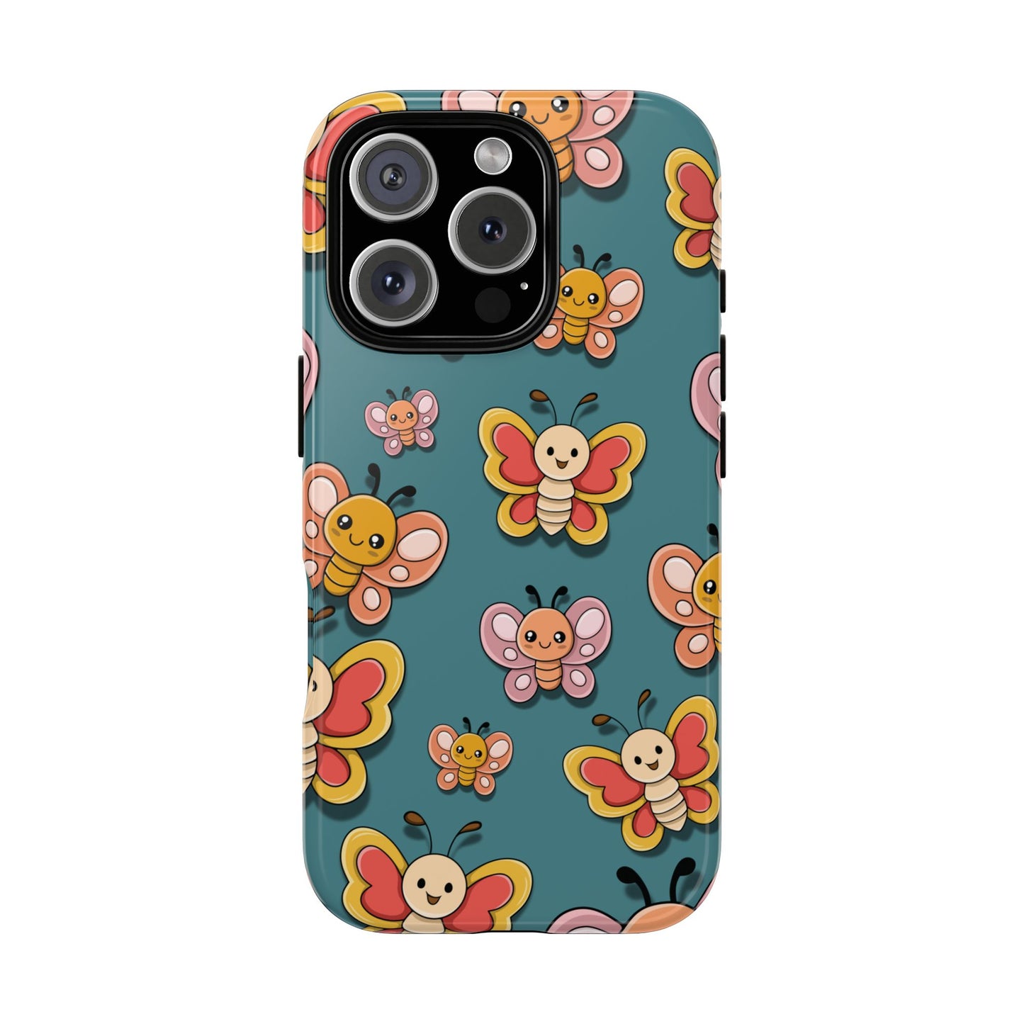 Blue Butterfly Sticker Design Phone Case - Blue Phone Case - iPhone 16 Pro / Glossy