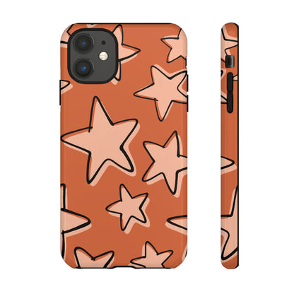Burnt Orange Doodle Star Phone Case