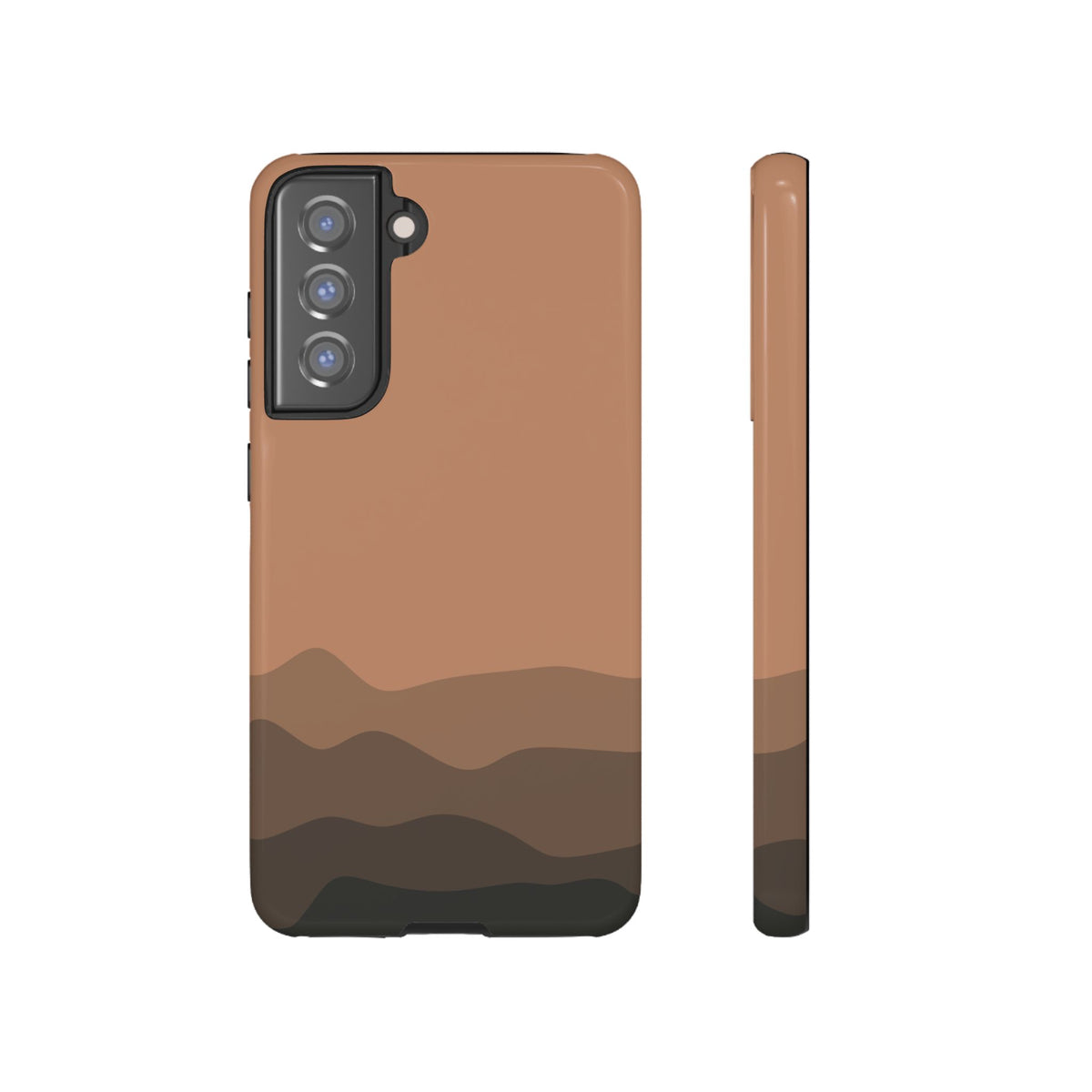 Brown Abstract Waves Protective Phone Case - Brown Phone Case - Samsung Galaxy S21 FE / Glossy