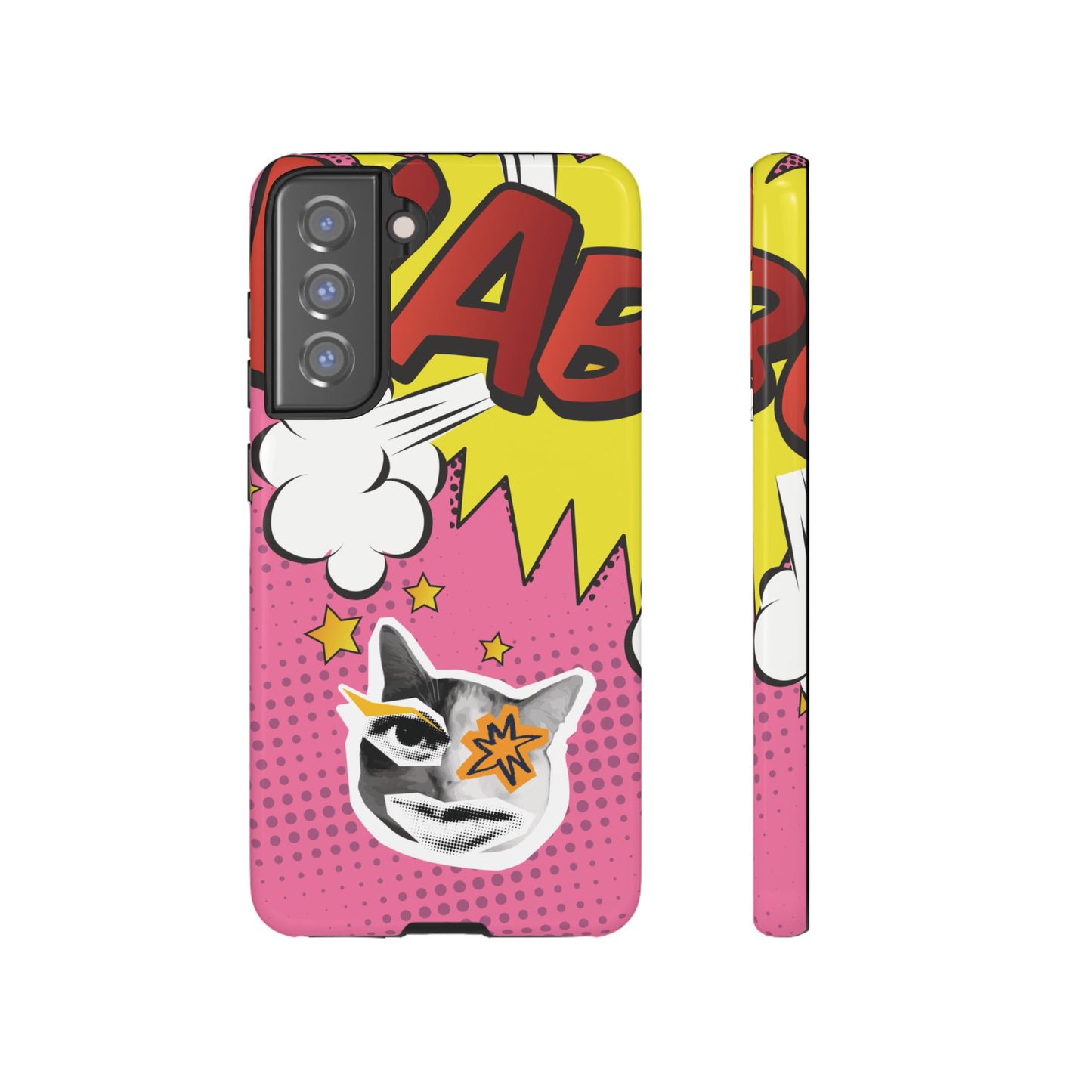 Bold Pink Pop Art Cat Phone Case - Pink Phone Case - Samsung Galaxy S21 FE / Glossy