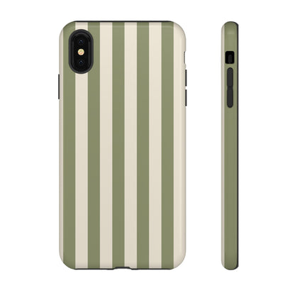 iPhone XS MAX / Glossy Phone Case - ’Olive & Beige Stripe Pattern’ Phone Case
