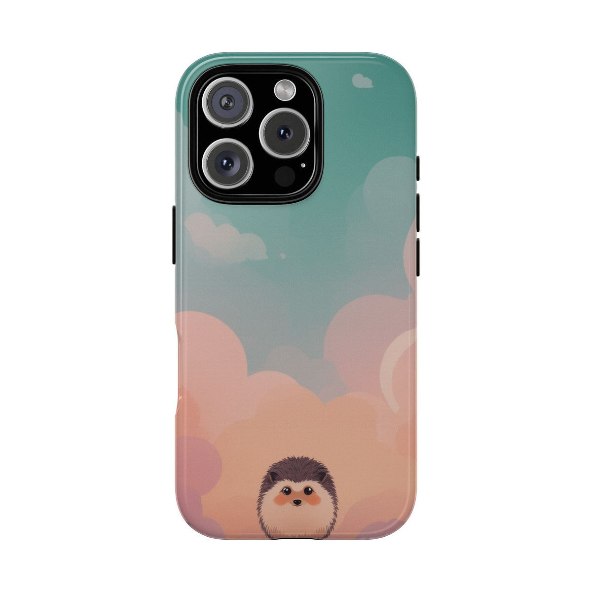Cute Hedgehog & Cloud Design Phone Case - Multicolor Phone Case - iPhone 16 Pro / Glossy
