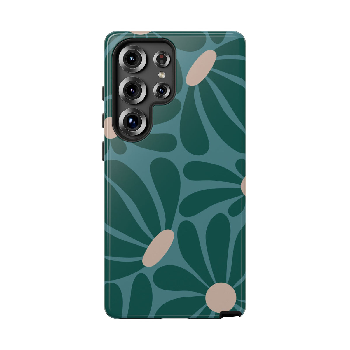 Retro Turquoise Daisy Pattern Phone Case - Green Phone Case - Samsung Galaxy S25 Ultra / Glossy